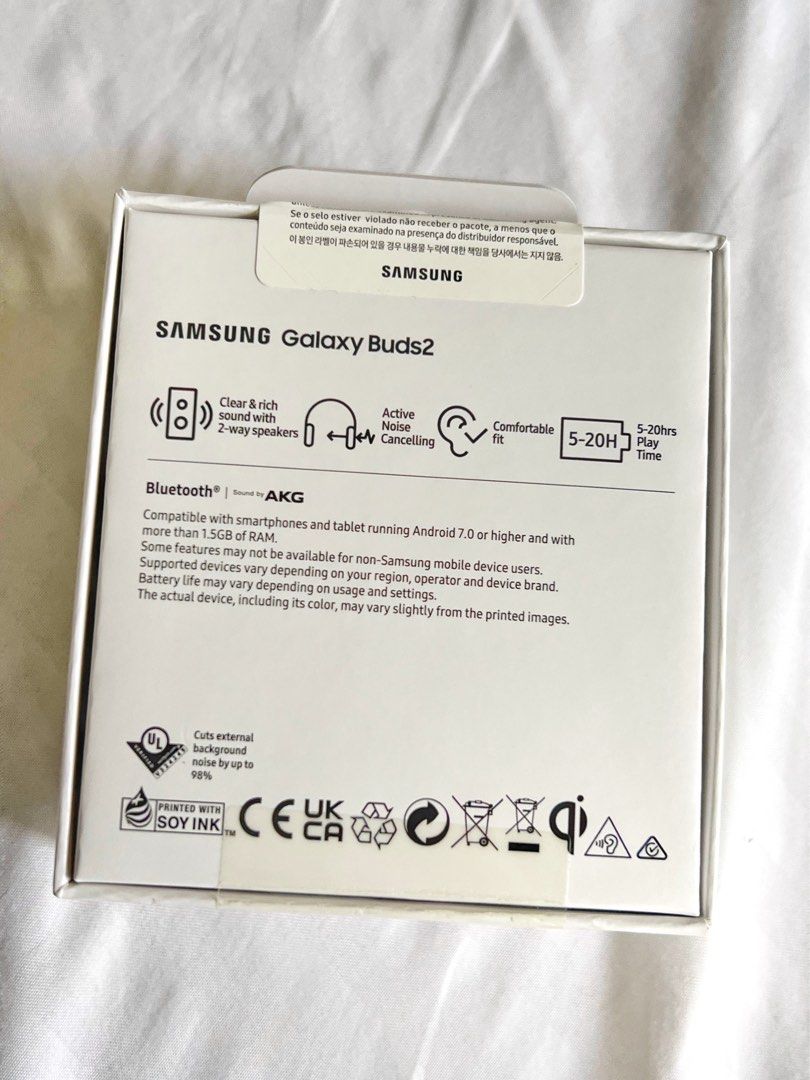 Samsung Galaxy Buds 2 (Category: Earphones) located in Makati City. Submitted by chirpybunny (Listing ID 1248498850, Image 2). Description: Brand new. Sealed. RFS: comes with the new phone but prefers apple airpods SRP: 7k.