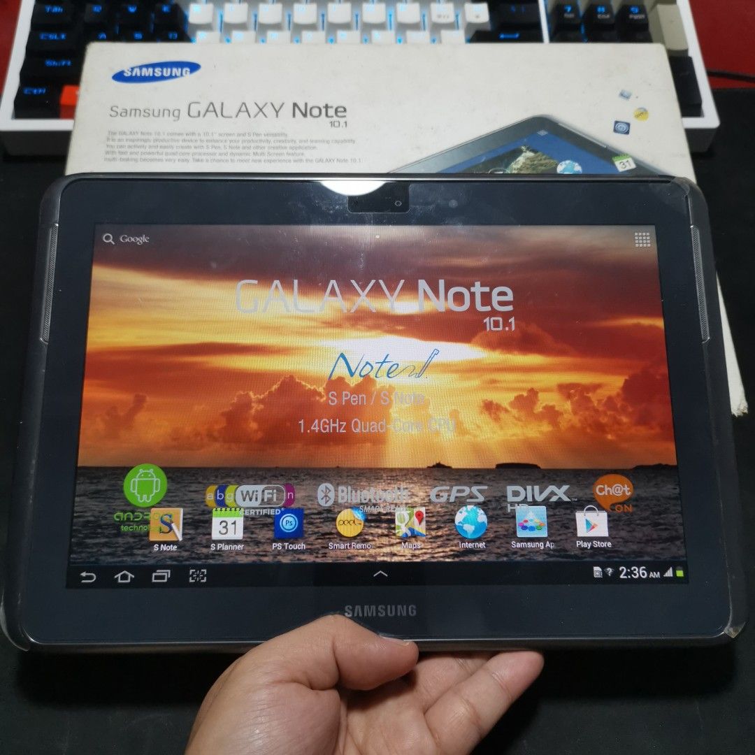 SAMSUNG Galaxy Note 10.1 GT-N8000 | Item Code: 40416 (Category: Android) located in Caloocan City. Submitted by christian.montalban (Listing ID 1248658881, Image 2). Description: SAMSUNG Galaxy Note 10.1 GT-N8000 | Item Code: 40416 COLLECTIBLE TABLET Price: P5,099.00 Color: Deep Gray 16GB ROM | 2GB RAM 10.1" WXVGA LCD Display 7,000 mAh Li-Ion Non-Removable Battery OS: Android 4.0.4 Brandnew | Single Mini SIM Capability Package: Tablet, Pen, Manua