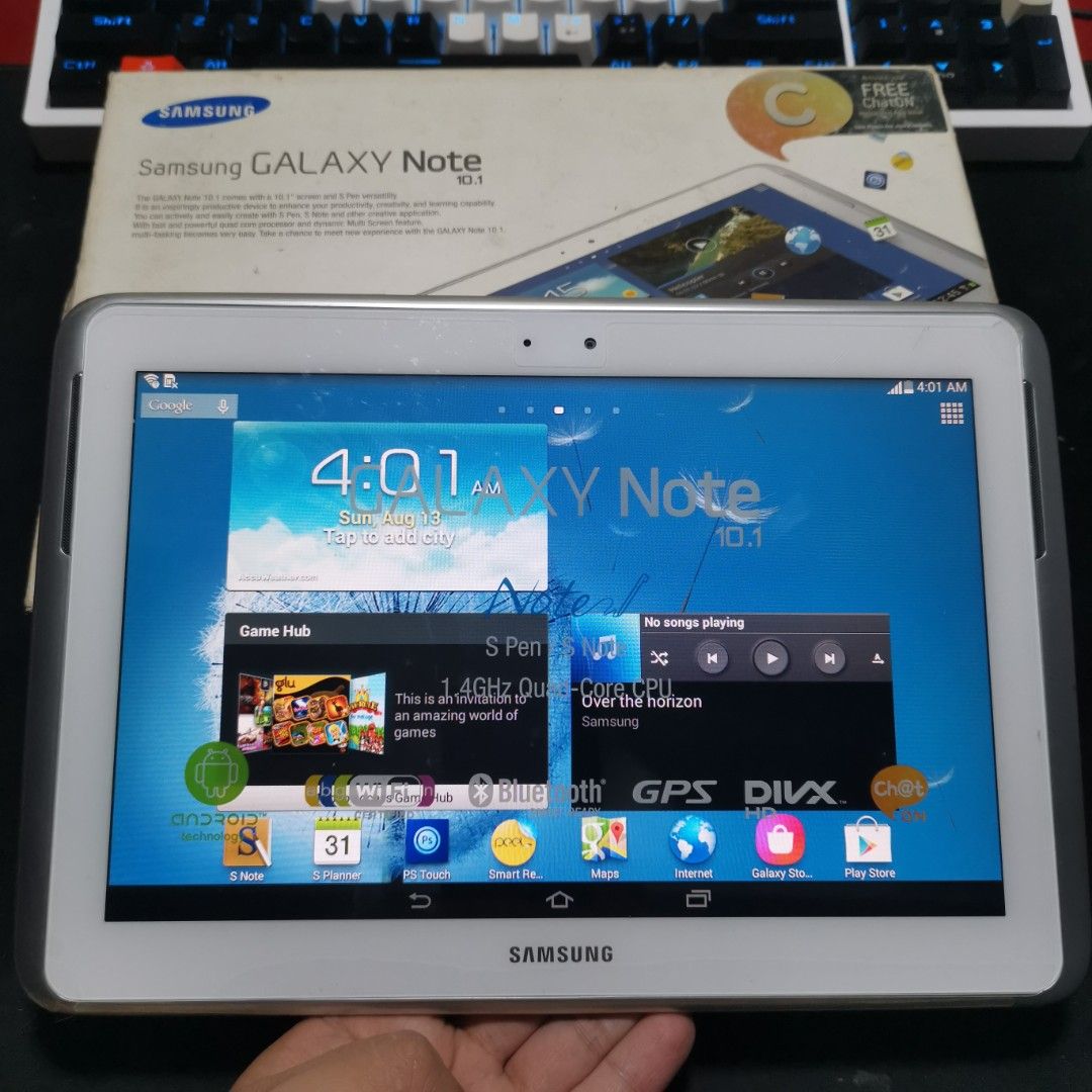 SAMSUNG Galaxy Note 10.1 GT-N8000 | Item Code: 51024 (Category: Android) located in Caloocan City. Submitted by christian.montalban (Listing ID 1248659525, Image 2). Description: SAMSUNG Galaxy Note 10.1 GT-N8000 | Item Code: 51024 COLLECTIBLE TABLET Price: P4,599.00 Color: White/Silver 16GB ROM | 2GB RAM 10.1" WXVGA LCD Display 7,000 mAh Li-Ion Non-Removable Battery OS: Android 4.4.2 Brandnew | Single Mini SIM Capability Issue: Light Yellowish D