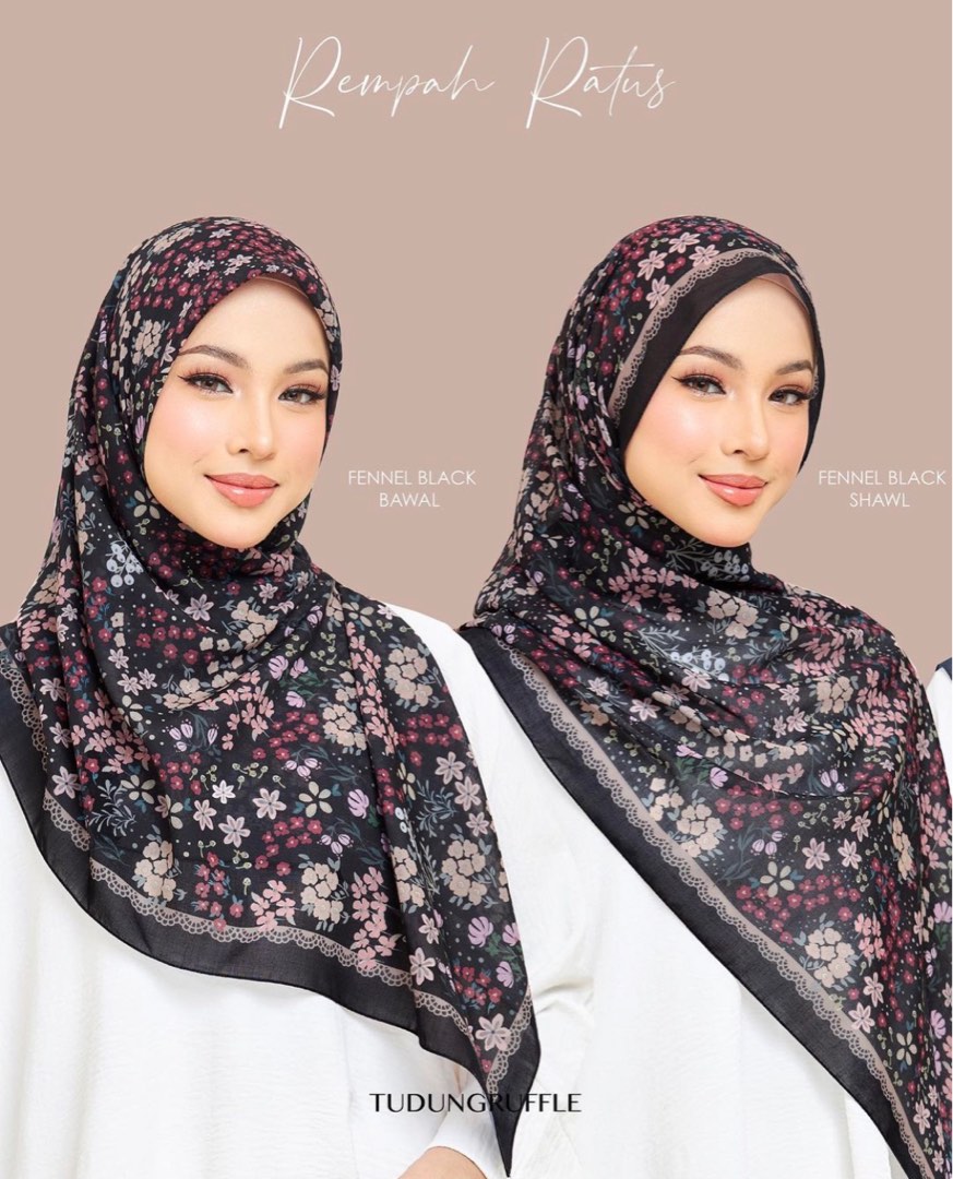 SHAWL Tudung Ruffle Rempah Ratus Collection, Women's Fashion, Muslimah ...