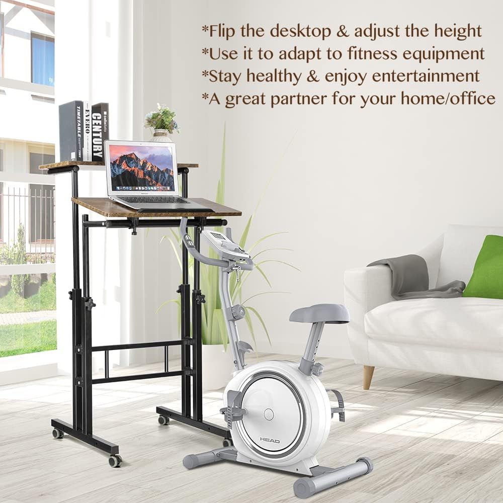 SIDUCAL Mobile Stand Up Desk Adjustable Laptop Desk with Wheels