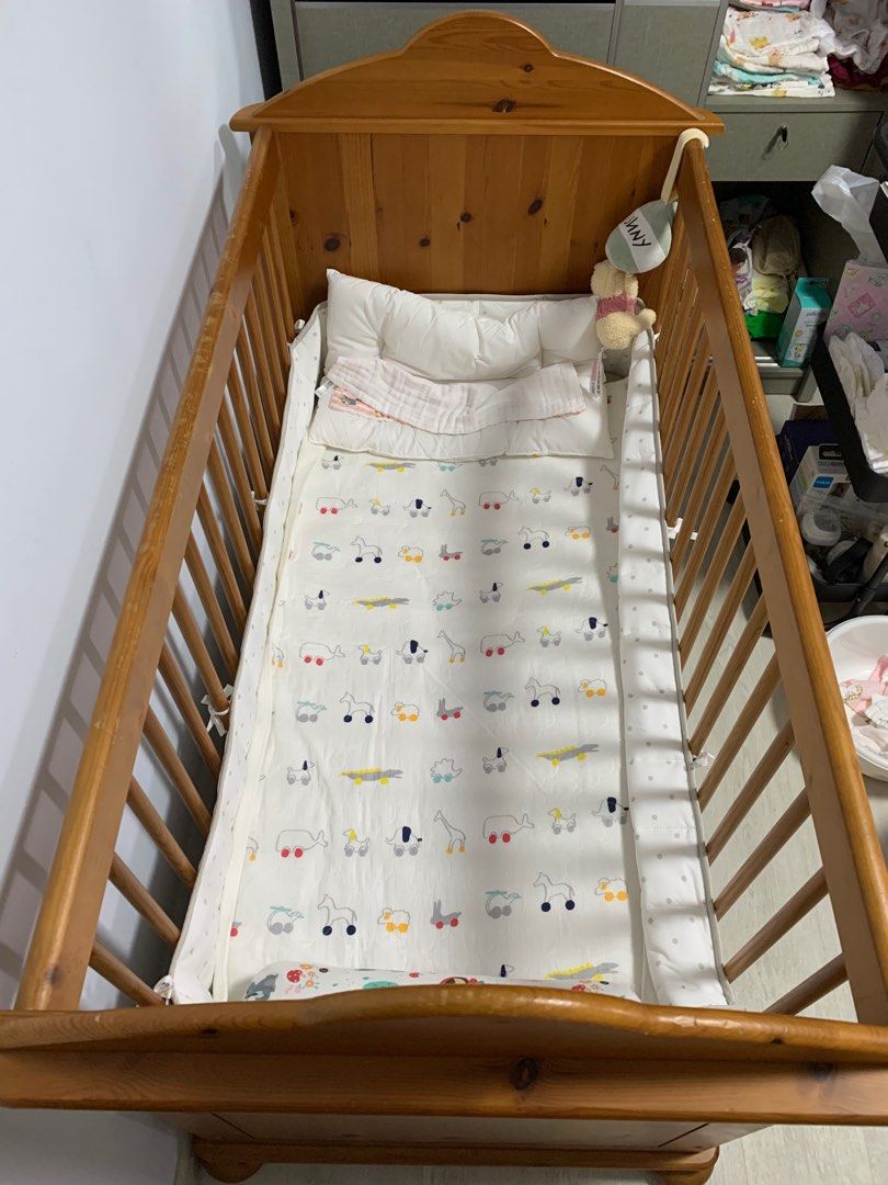 Solid Wood Baby Cot, Babies & Kids, Baby Nursery & Kids Furniture, Cots ...