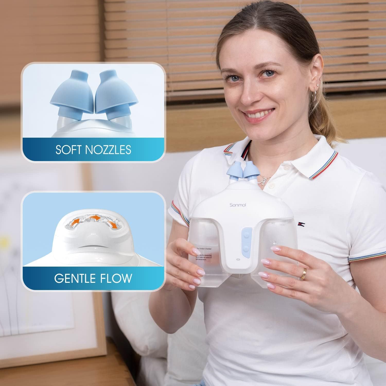Sonmol Electric Nasal Irrigation System with 50 Salt Packets Nose Wash ...