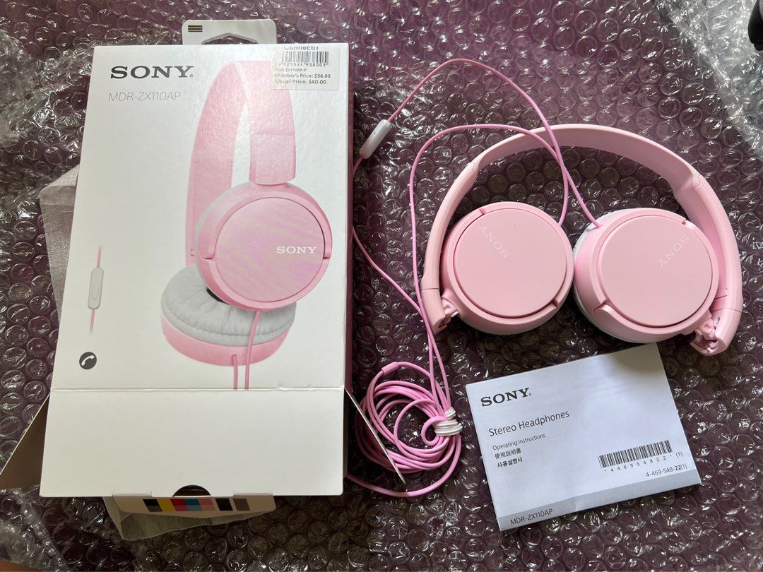 Sony Headphones baby pink, Audio, Headphones & Headsets on Carousell