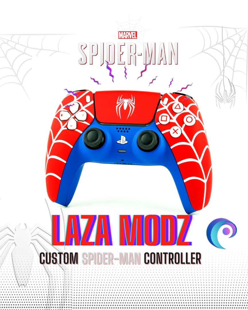 Custom Spiderman Themed Playstation 5 PS5 Dualsense Wireless Controller 