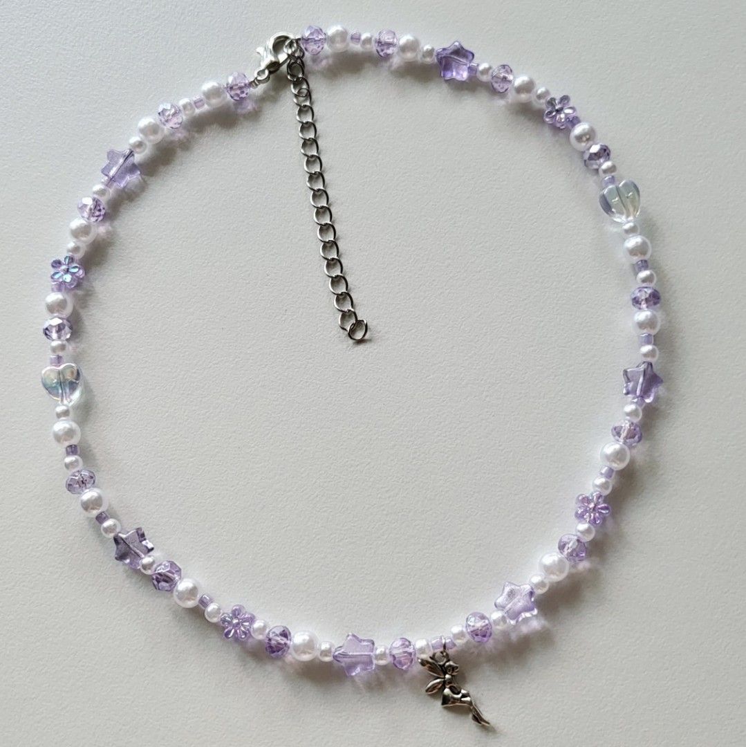 Sugar plum fairy handmade purple beaded necklace Women s