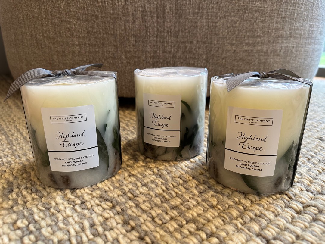The White Company Botanical pillar candles 600g, Furniture & Home