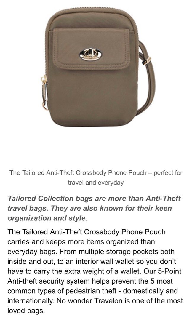 Travelon Anti Theft Crossbody Phone Pouch Women s Fashion Bags