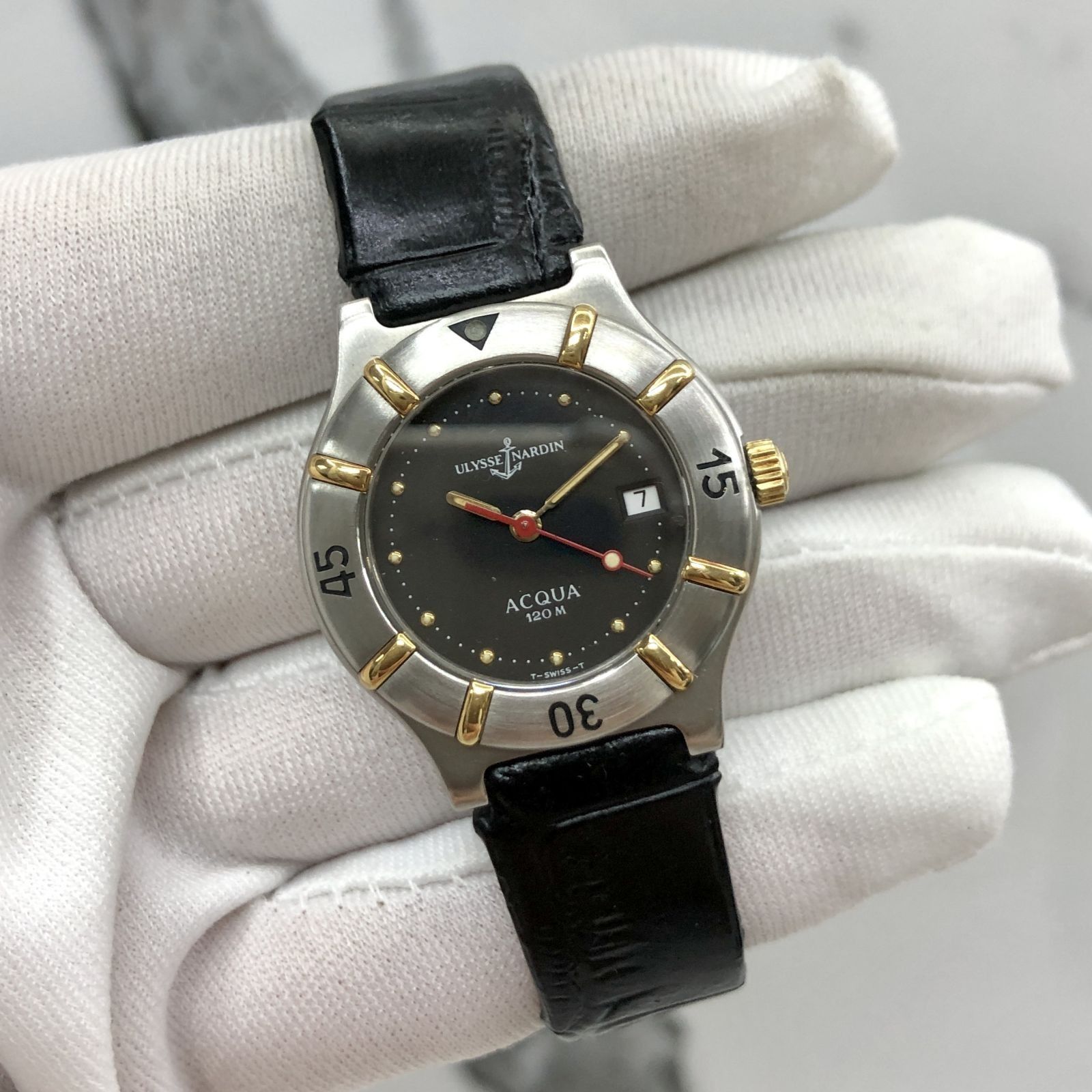 ULYSSE NARDIN 64.24 BLACK DIAL QUARTZ WATCH ONLY LADIES WATCH