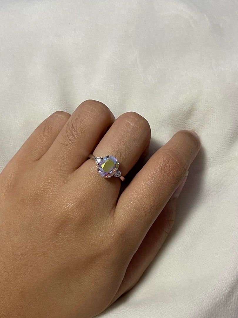 US7 White Mystic Quartz Ring Women s Fashion Jewelry