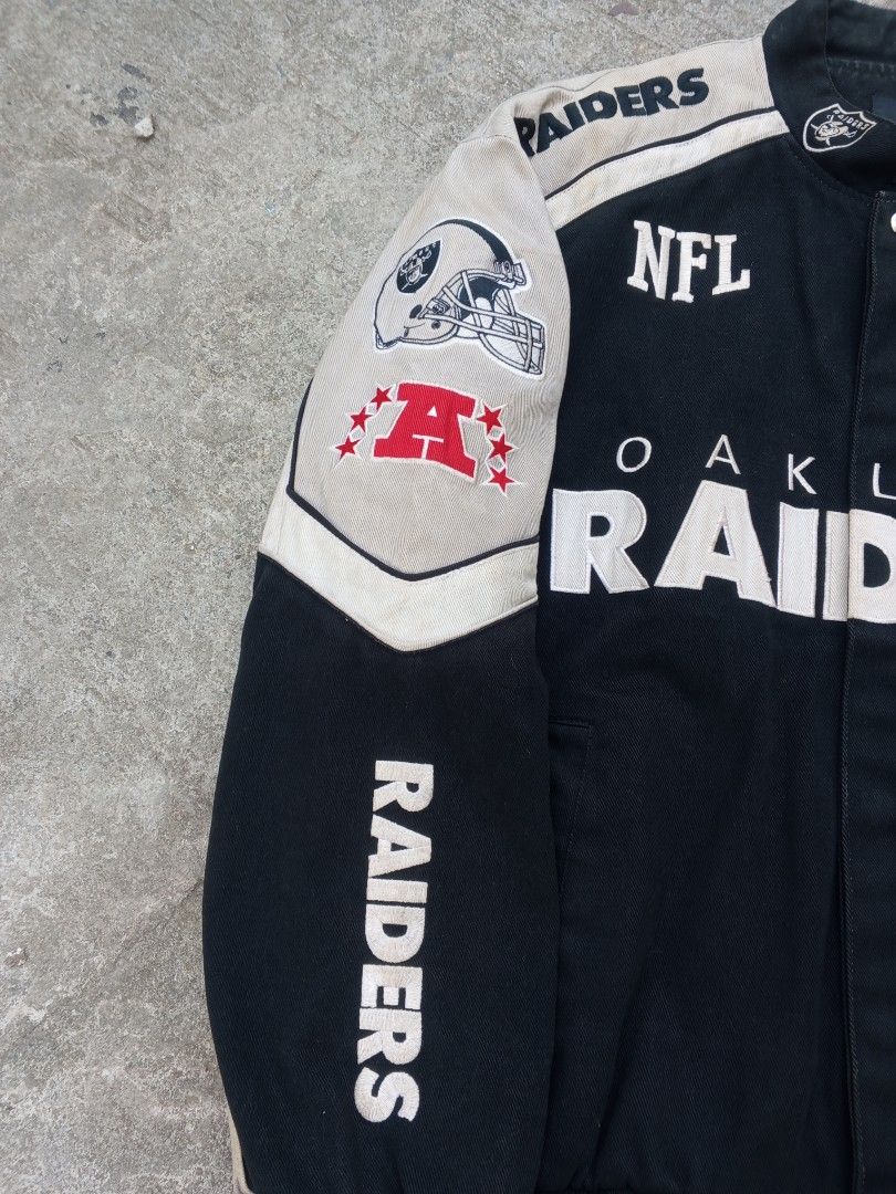 VINTAGE RAIDERS JACKET DENIM EMBROIDERED ALL PATCH, Men's Fashion