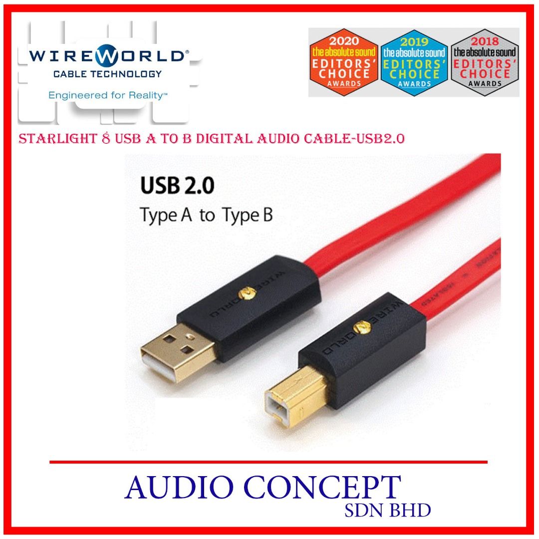 WireWorld Starlight 8 USB A - B Digital Audio Cable (USB 2.0