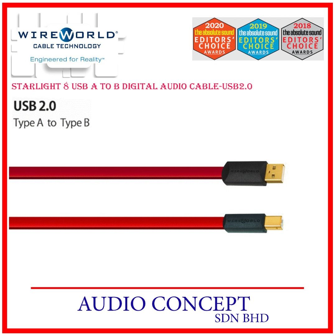 WireWorld Starlight 8 USB A - B Digital Audio Cable (USB 2.0