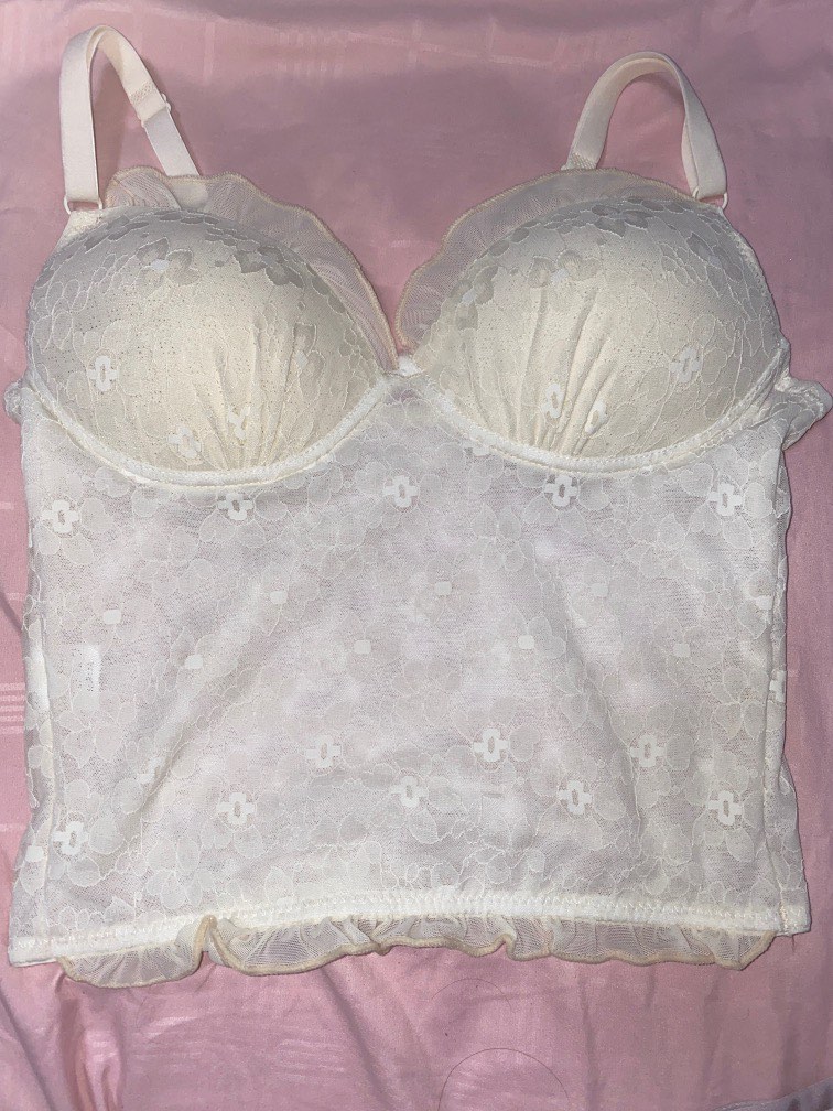 [wts] padded lace scallop bustier top, Women's Fashion, Tops ...