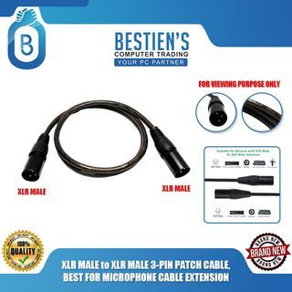 XLR MALE to XLR MALE 3-PIN PATCH CABLE, BEST FOR MICROPHONE CABLE EXTENSION