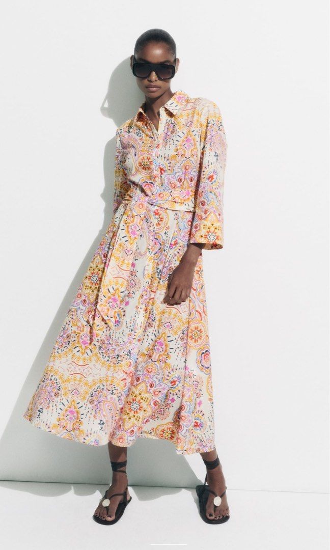 Floral print shirt dress zara clearance