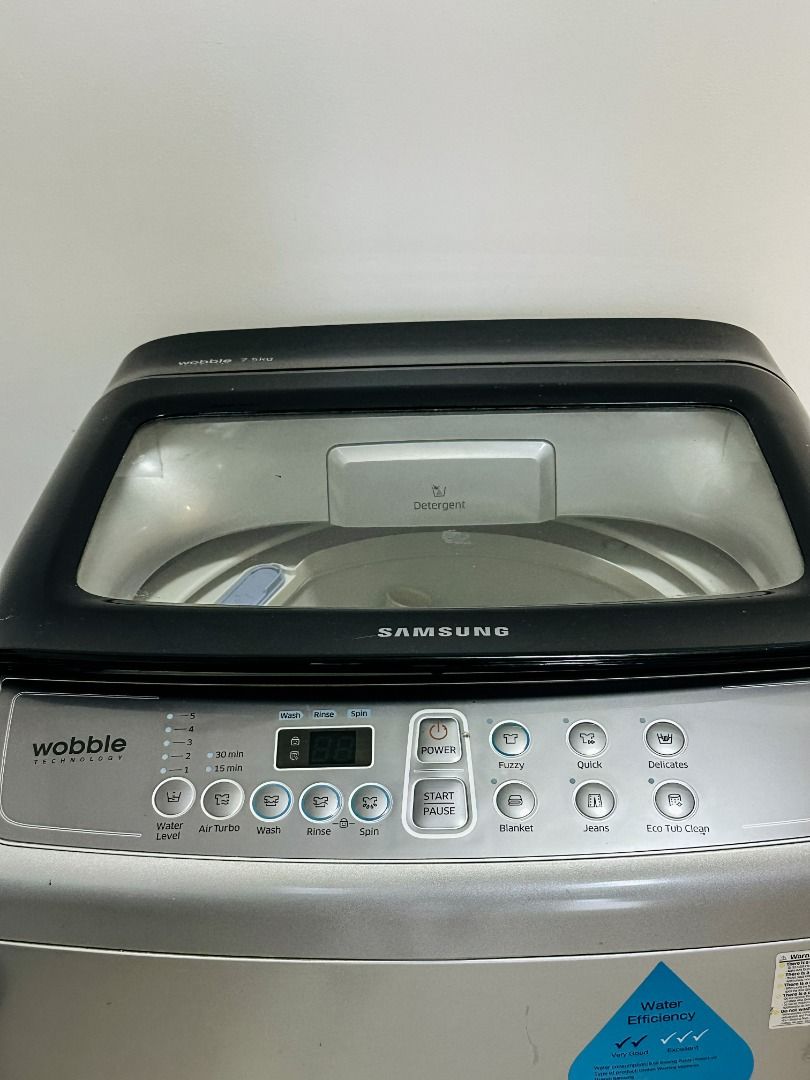 [ Sale ] Samsung 7.5kg Top Load Washing Machine Wobble Technology, TV