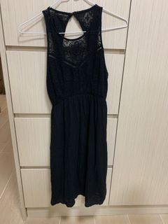 abercrombie a&f black lace dress beach 黑色蕾絲雪紡裙 chiffon