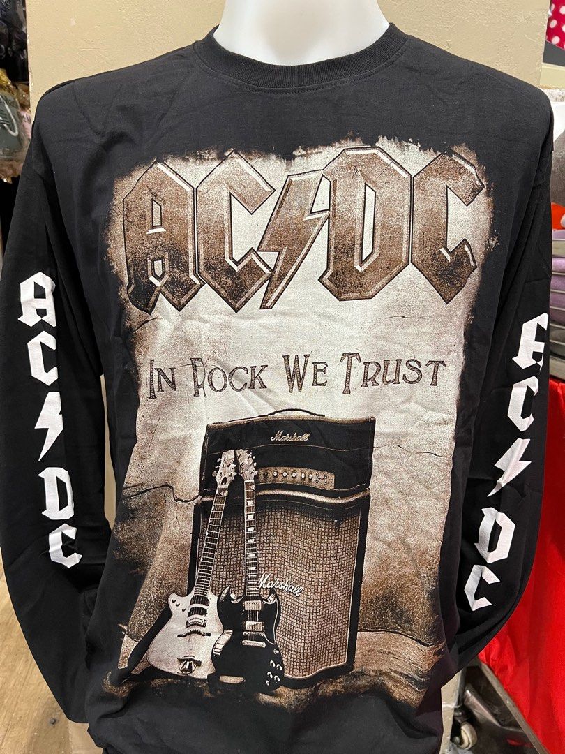 Acdc in rock we trust long sleeve rock t shirt, Men's Fashion
