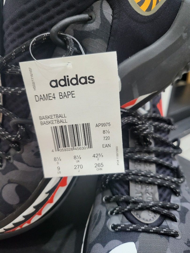Adidas Dame4 Bape AP9975 - UK8.5 / US9, Luxury, Sneakers ...