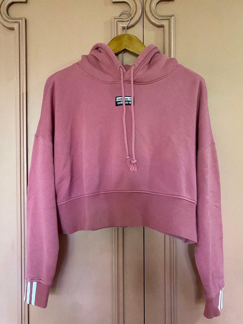 Adidas vocal cropped hoodie pink hot sale