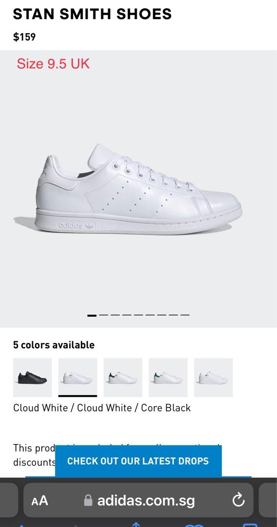 Adidas stan outlet smith size 9.5