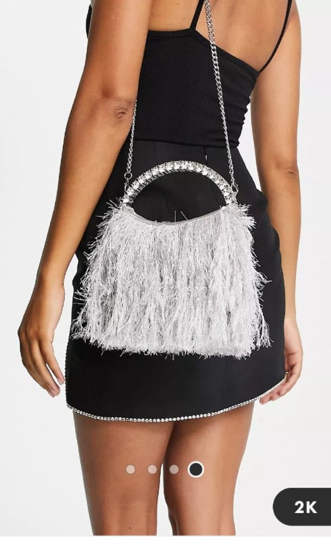 Asos Design Feather Diamant Clutch Bag Women s Fashion Bags