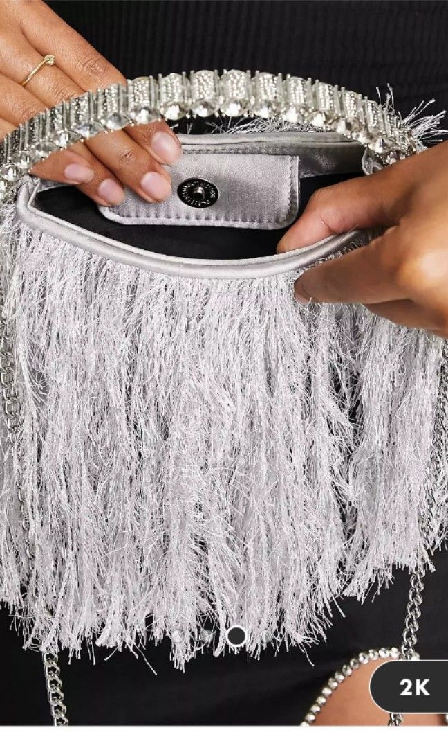 Asos Design Feather Diamant Clutch Bag Women s Fashion Bags