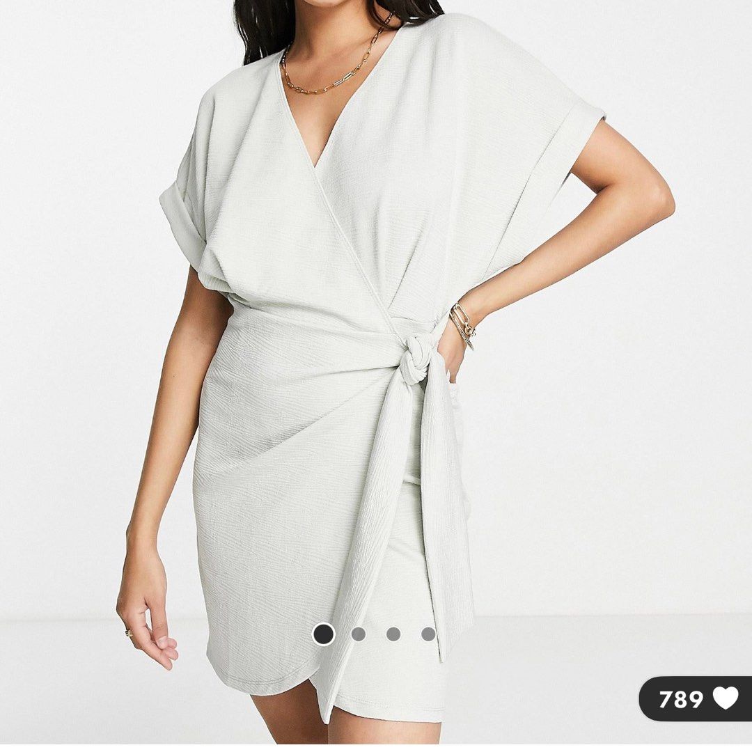 Asos white wrap dress store