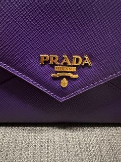 100% AUTH PRADA BLUE VITELLO MOVE I ENVELOPE CLUTCH WALLET 1MF175