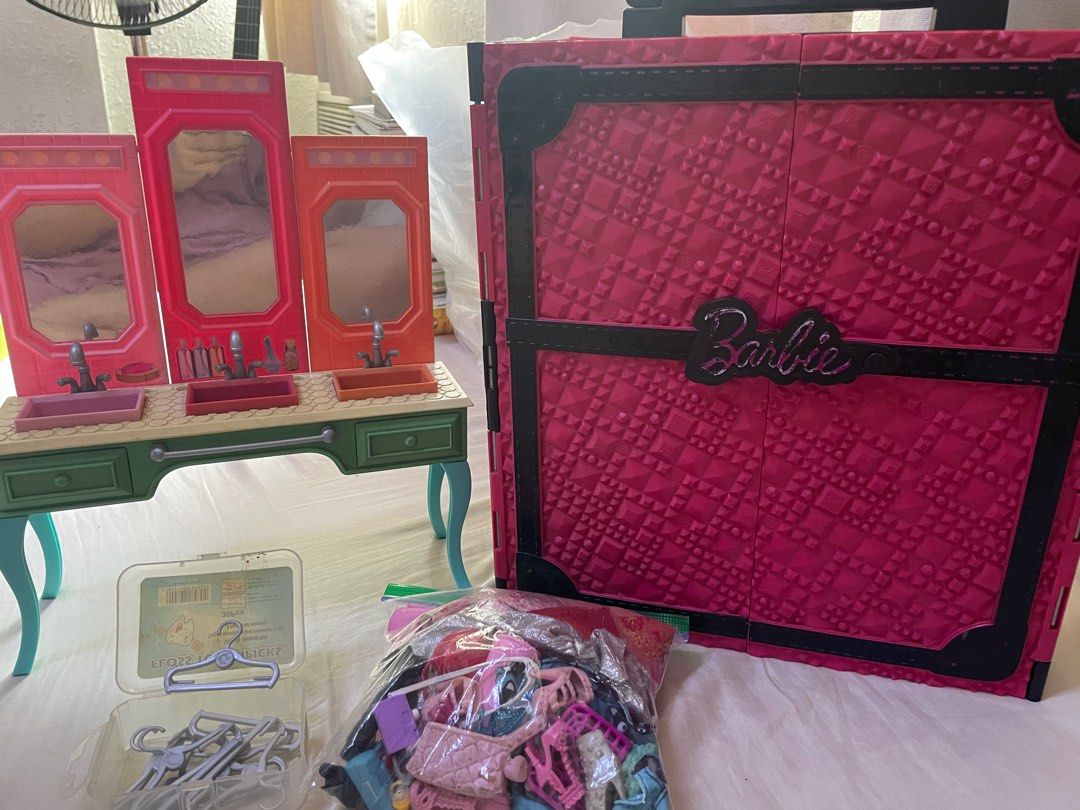 Barbie closet, clothes and accessories and chelsea vanity and lavatory on Carousell