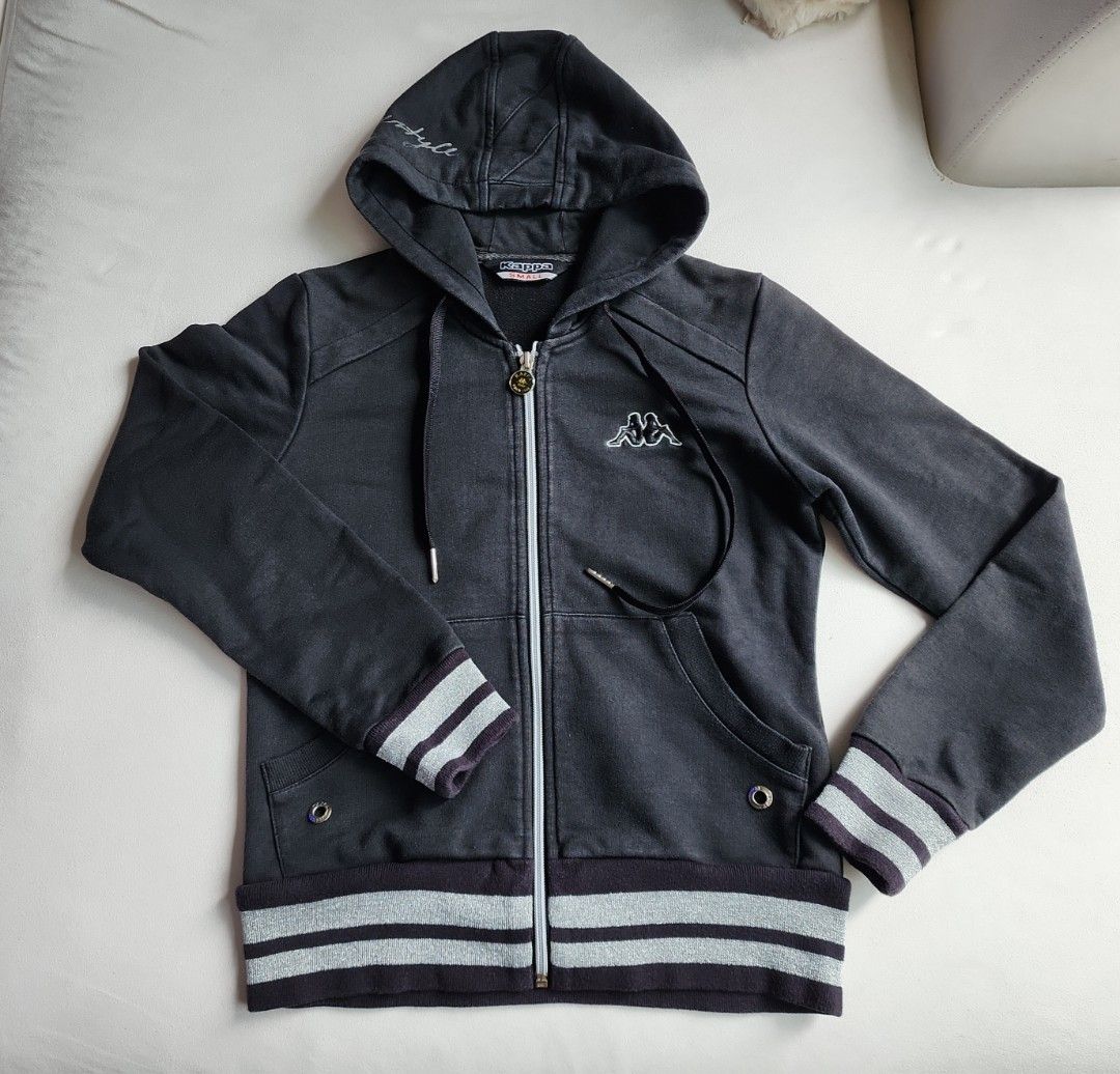 BLACK Kappa Hoodie Women s Fashion Coats Jackets and Outerwear
