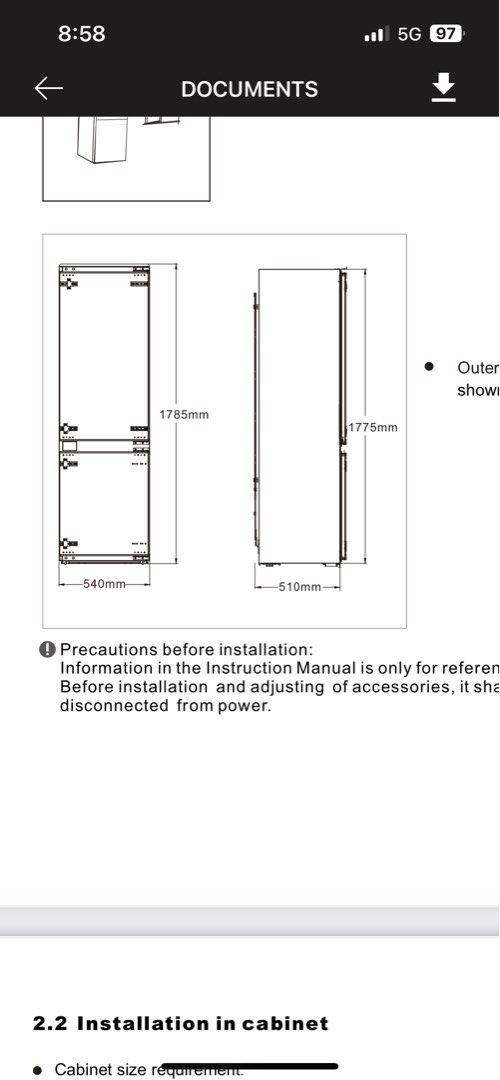 Electrolux LNG7TE18S 700 Builtin Fridge Installation Guide, 43 OFF