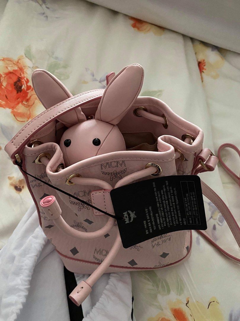 Mcm rabbit drawstring top bag