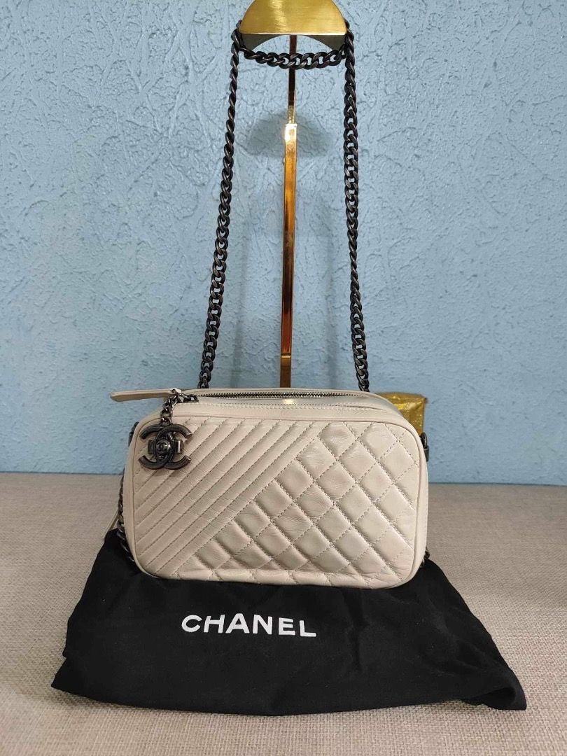 Bronze Quilted Chanel Lambskin Small Coco Boy Camera Case Shoulder