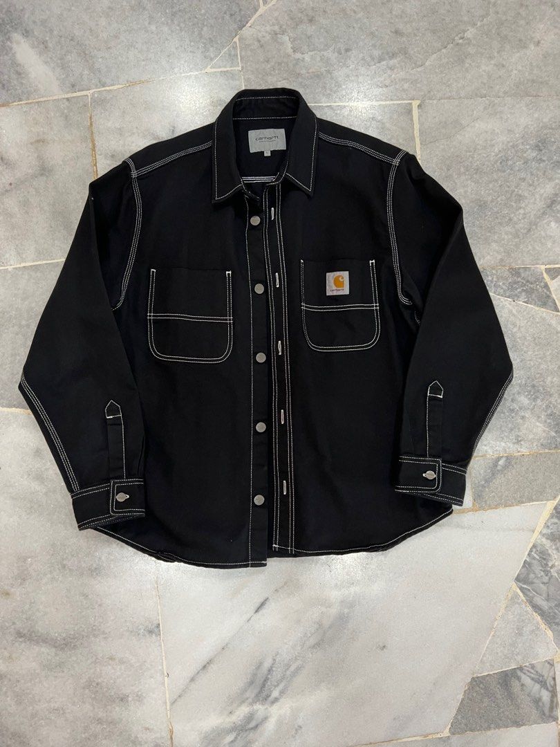 Carhartt wip chalk shirt jacket black size L
