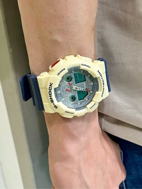 Casio G Shock GA 100PC 7A2 White Blue Resin World time Stopwatch