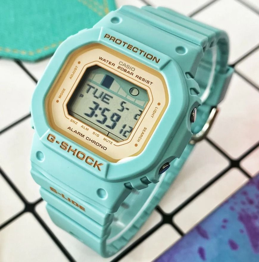 Casio G Shock GLX S5600 3D G Lide Pale Blue Resin Tide Graph Alarm Women s Watch GLX S5600 3DR GLX S5600 3 GLX S5600