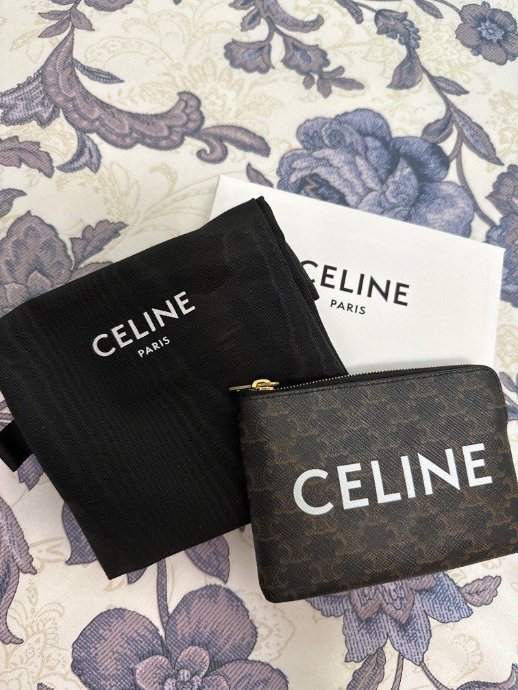 Shop CELINE Triomphe Canvas 2019-20FW Coin & Card Pouch In