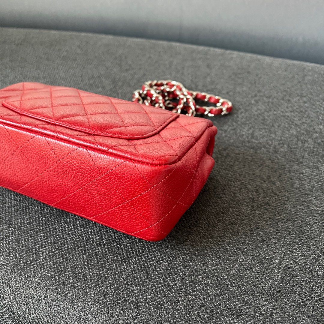 Chanel Mini Rectangular Flap Caviar Red / Phw