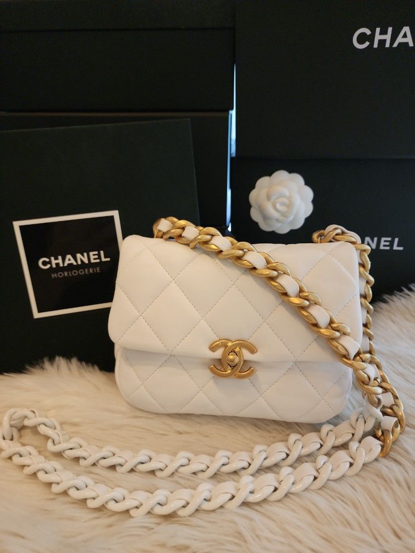 Chanel Pearl Crush Mini Square Flap Bag - White Crossbody Bags, Handbags -  CHA972415