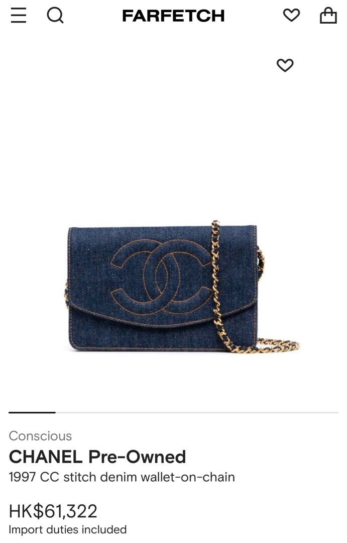 收藏級🖤 Chanel Vintage Timeless Denim 中古牛仔丹寧WOC Wallet on chain/ Cardholder  卡包卡片套/ 袋已改裝, 名牌, 手袋及銀包- Carousell