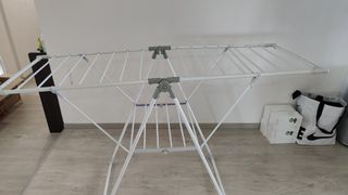 2-Level Foldable Clothes Drying Rack with Height-Adjustable Gullwings -  Costway