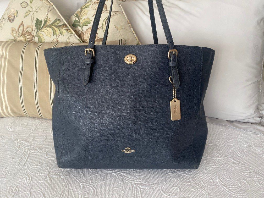 Coach Navy Blue Cloth/Patent Leather Magenta Women's Bag/Purse EUC | eBay