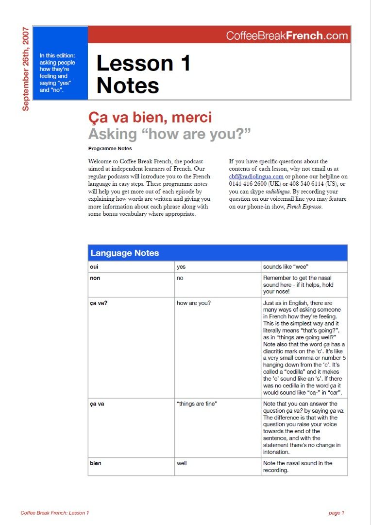 Coffee Break French Season 1 lesson notes, Hobbies & Toys, Books