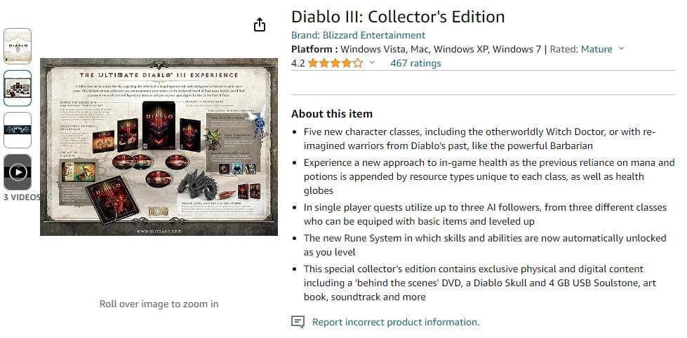 Diablo III: Collector's Edition SEALED BRAND NEW 暗黑破壞神3 典藏