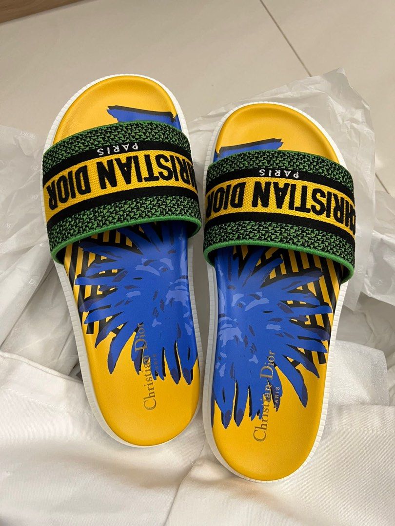 Dway slide on sale blue cotton embroidery