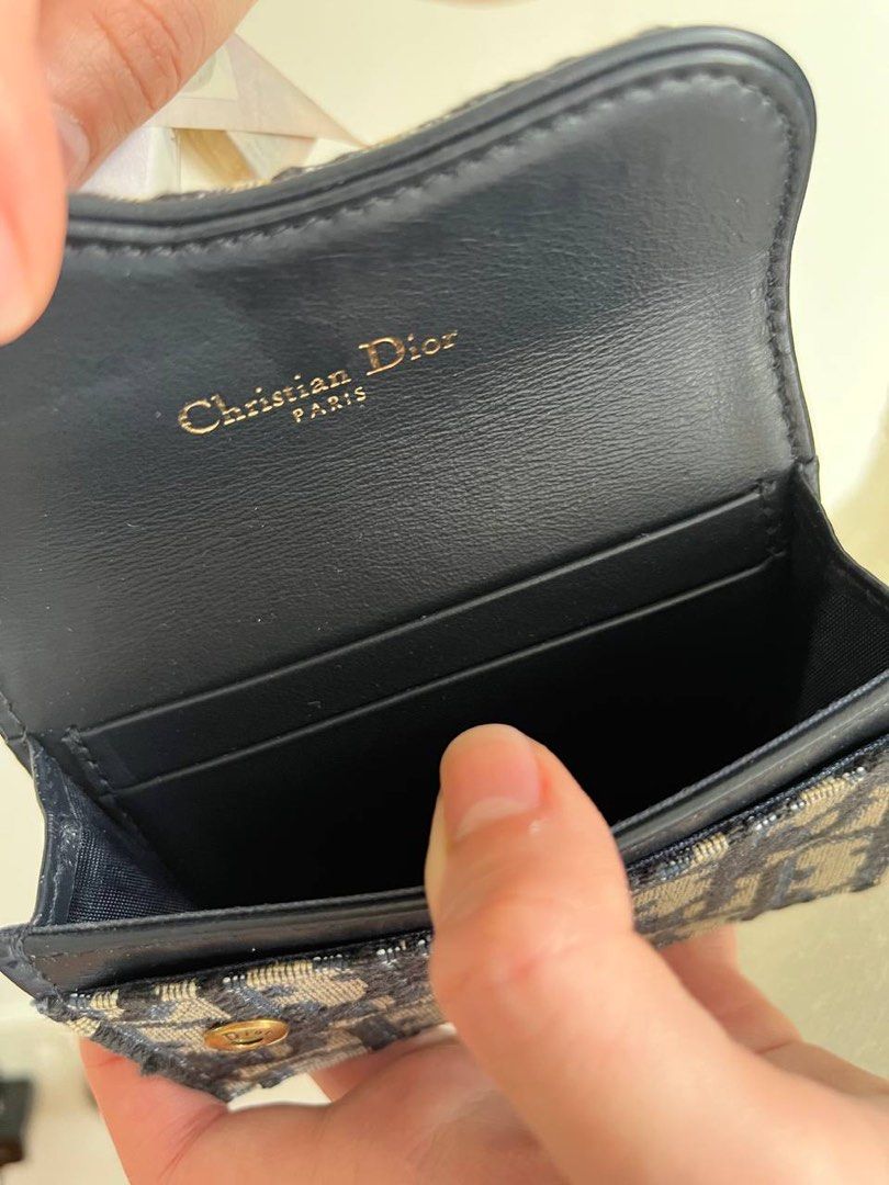 DIOR SADDLE FLAP CARD HOLDER IN BLUE OBLIQUE REVIEW