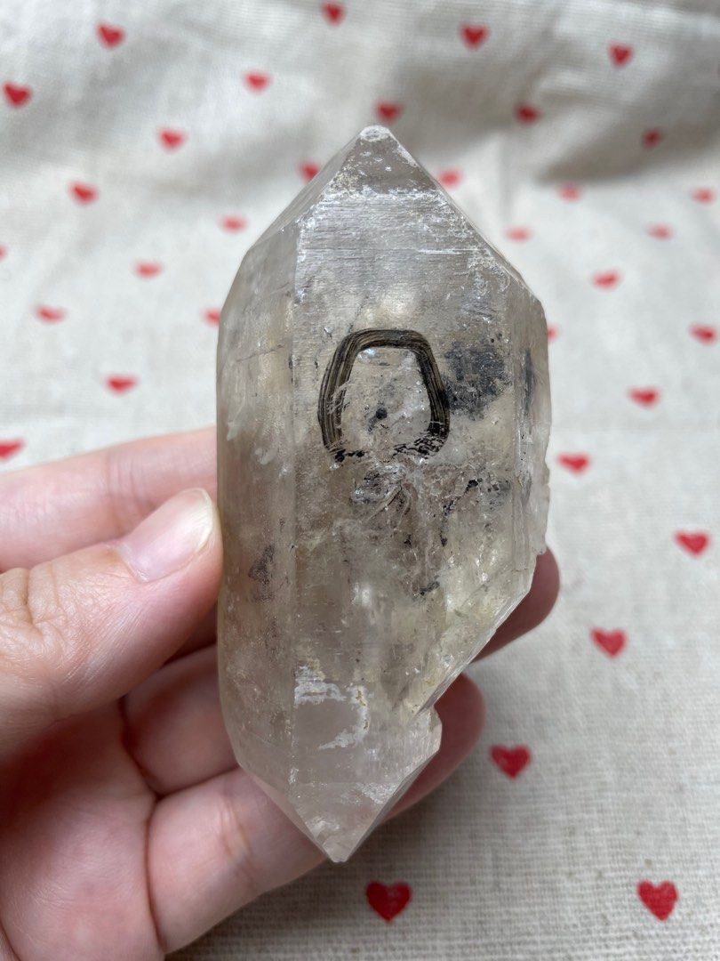 Double Terminated Herkimer diamond raw with one moving carbon