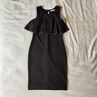 dressabelle ruffled a-line work dress in black